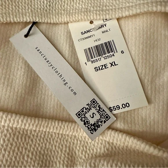 Sanctuary Womens Cut It Out Long Sleeve Mock Neck Ribbed Pullover Cream XL NWT - Picture 4 of 13